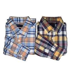 Qty 2 Kenneth‎ Stevens Mens Button Dress Twill Shirts M Long Sleeve Business